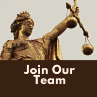 Statue of justice with the words Join our team