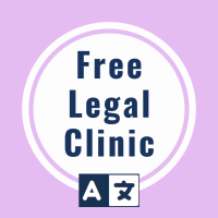 Translation icon and text that says Free legal clinic
